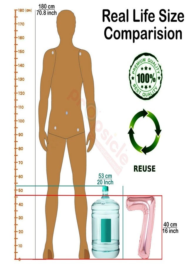 بروبسيكل بالون رقم 7 من بروبسيكل، مقاس 16 بوصة - ورق ذهبي وردي، مثالي لأعياد الميلاد، والذكرى السنوية، وحفلات المناسبات الخاصة، وخلفيات التصوير، وتزيين الطاولات. - Image 2